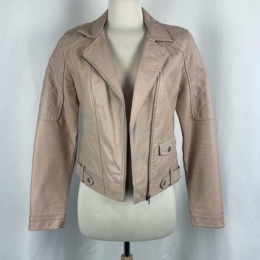Jack by BB DAKOTA Blush Faux Leather Moto Jacket